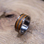 Whiskey barrel and guitar string titanium wedding band