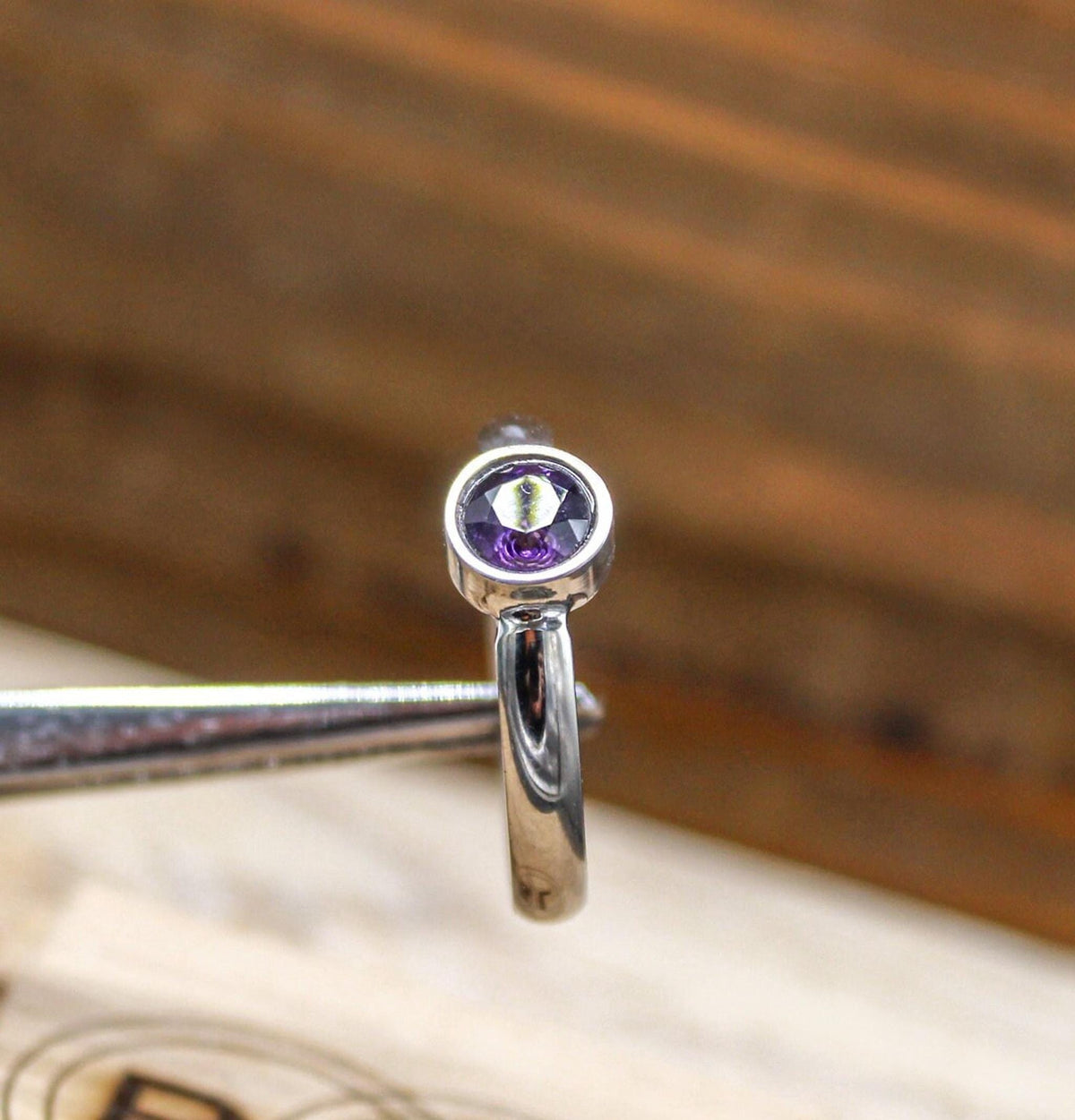 custom made amethyst titanium wedding engagement ring for women