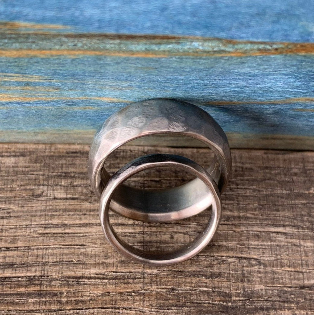 Wedding Bands His and Hers - Titanium Wedding Rings Set - Free Engraving