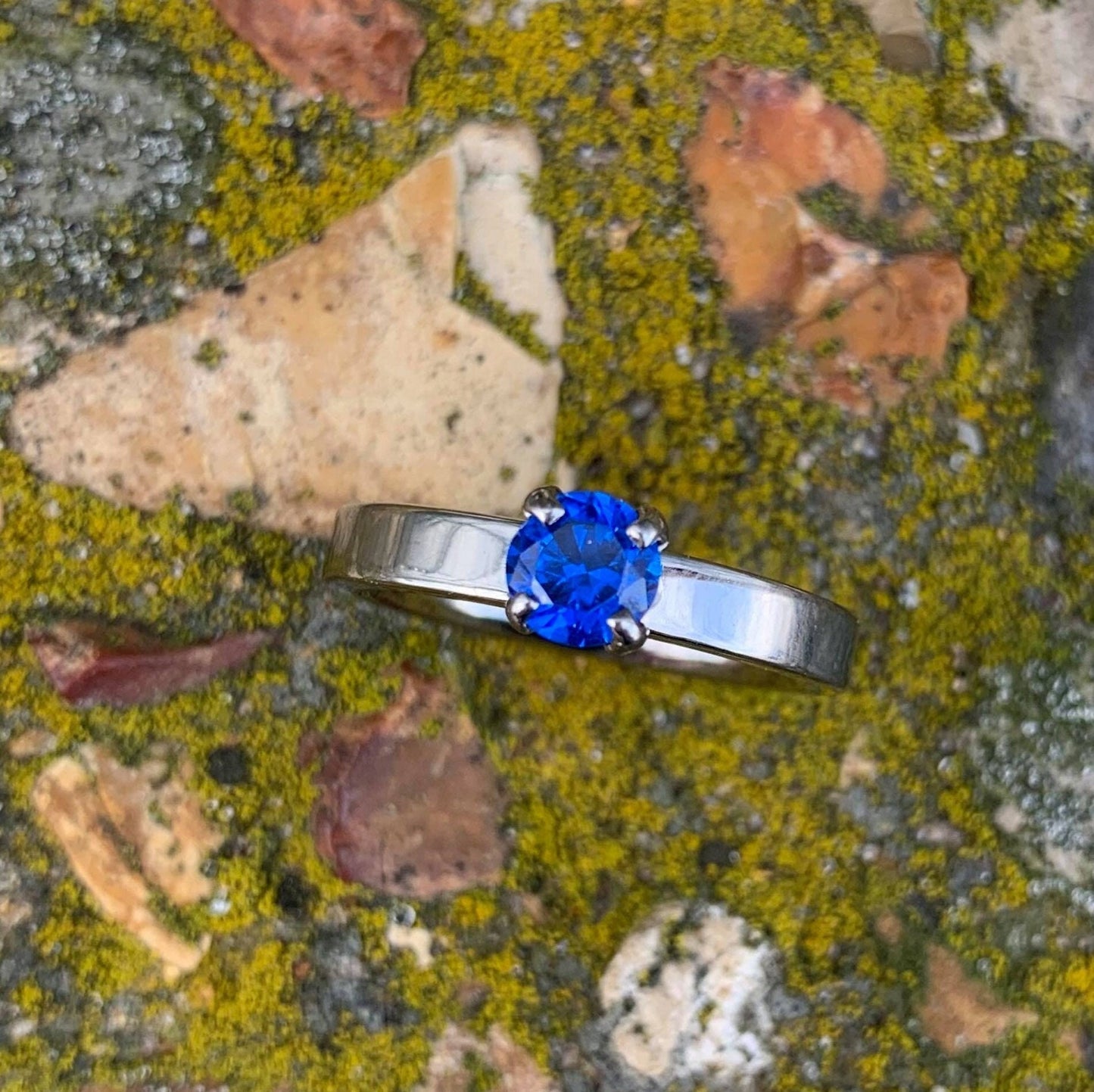 Sapphire Engagement Ring for Her - Titanium and Sapphire Ladies Ring