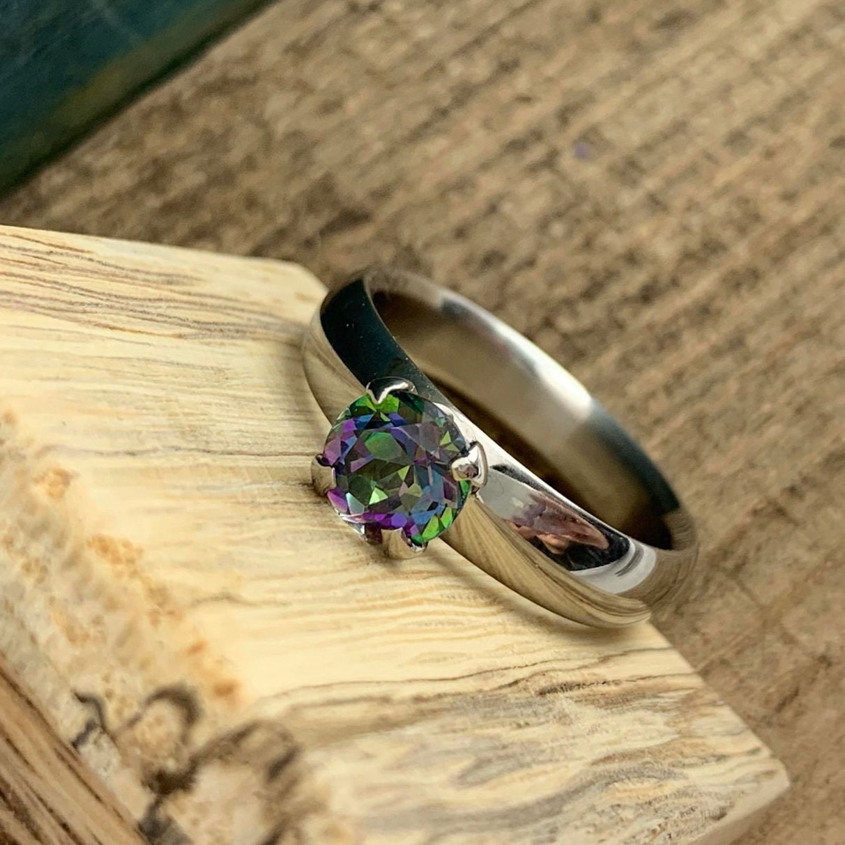 Mystic Topaz Engagement Ring