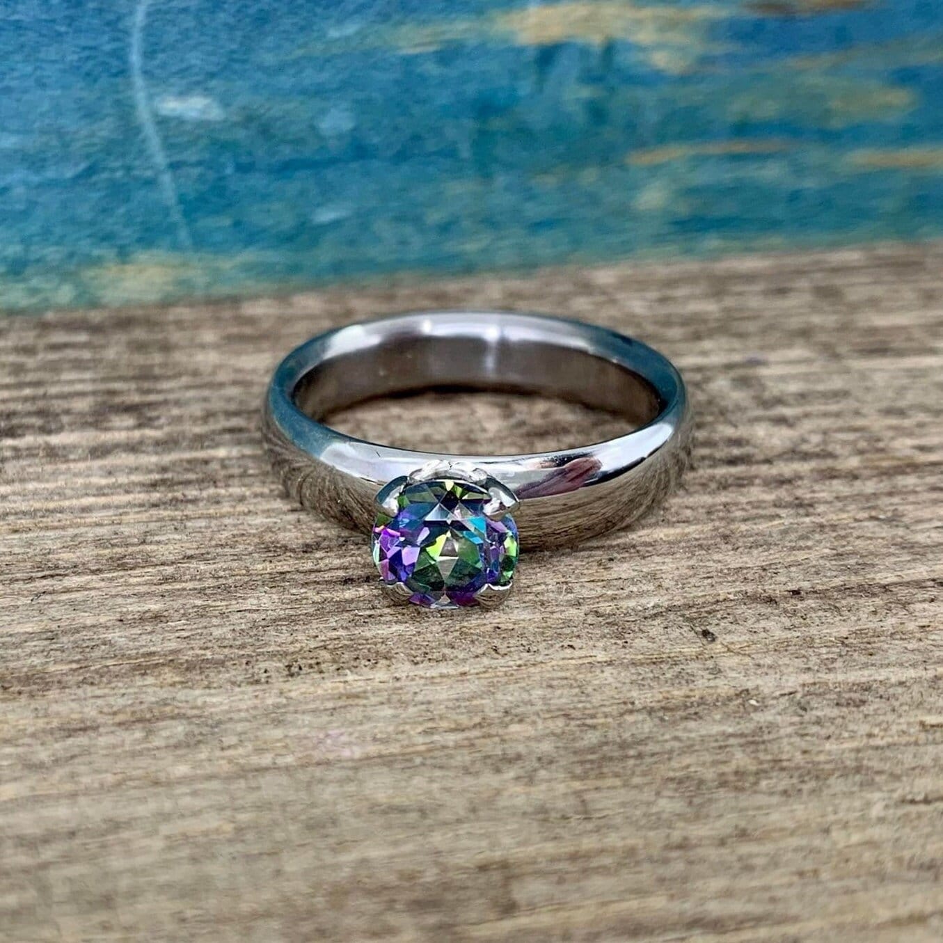 Mystic Topaz Engagement Ring