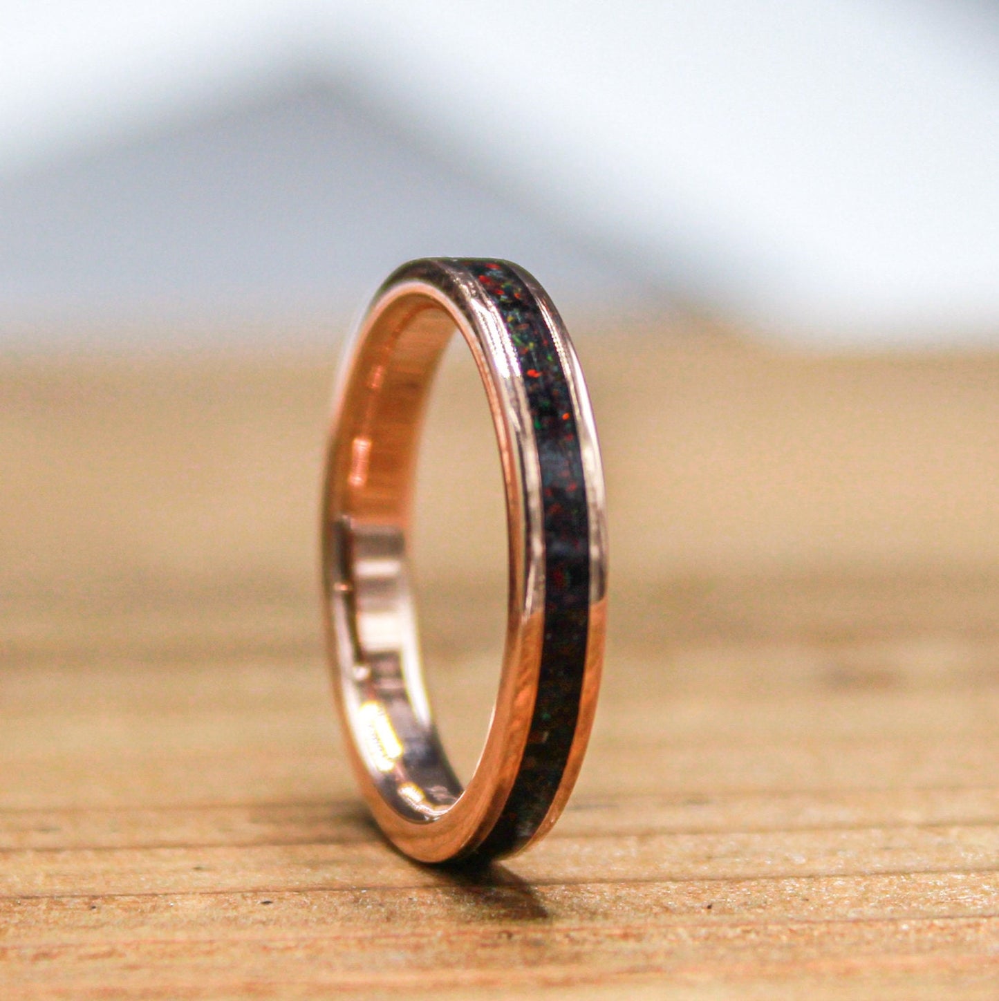 Rose Gold and Black Opal Ring